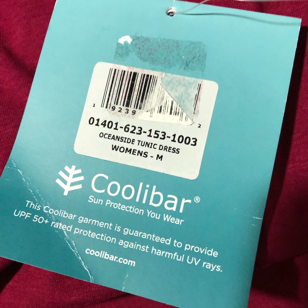 NWT coolibar cranberry red Oceanside tunic dress M sun protection upf 50+ 01401 - Picture 4 of 9